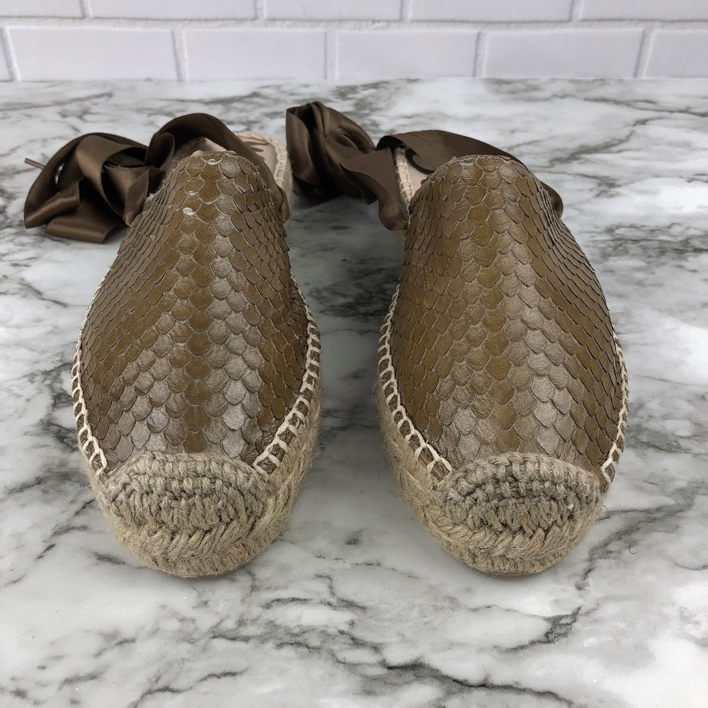 NEW Sam Edelman Inna Lace Up Natural Brown Espadrilles Sandals - Picture 3 of 6